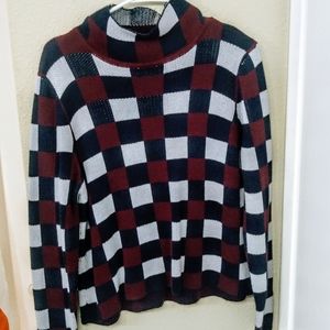 Checkered mock neck sweater